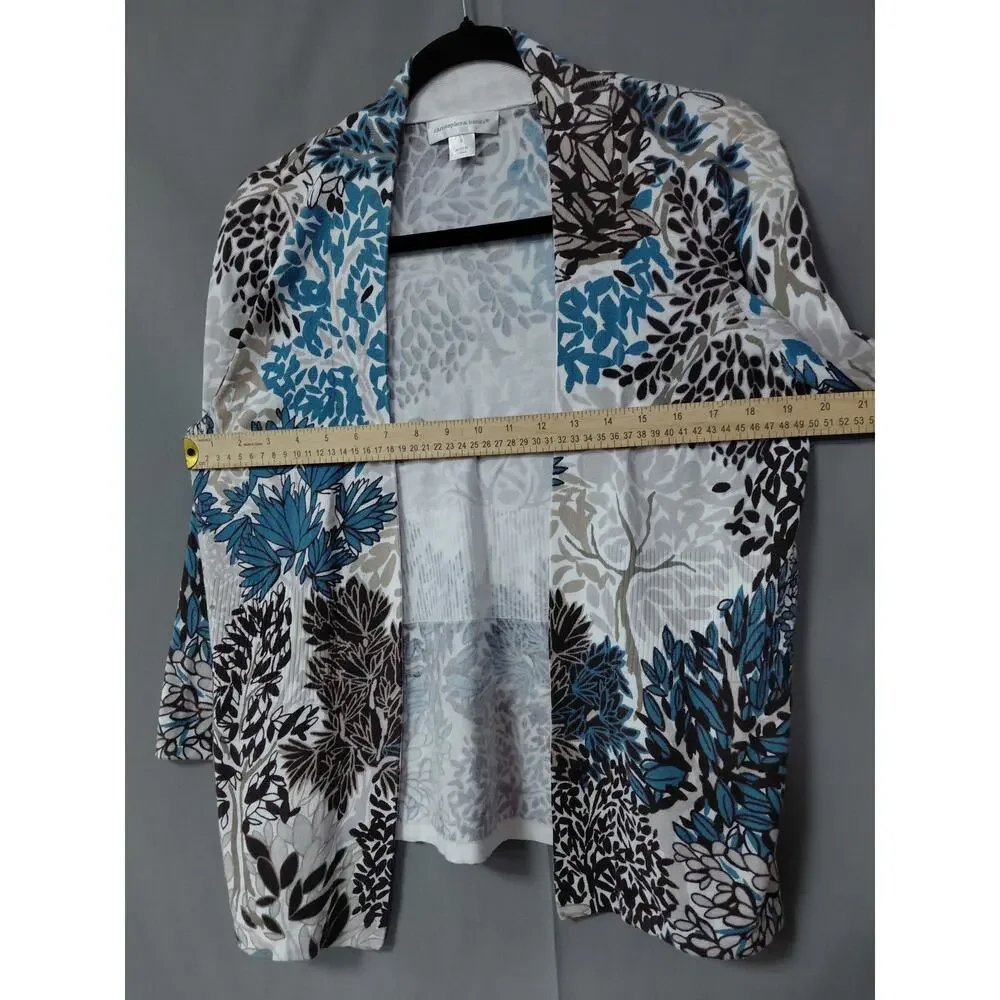 Christopher & Banks Floral Leaf Print 3/4 Cardigan Sweater Women Size S